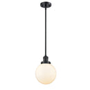 Beacon Mini Pendant shown in the Matte Black finish with a Matte White shade