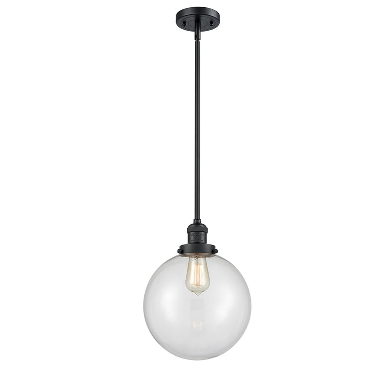 Beacon Mini Pendant shown in the Matte Black finish with a Clear shade