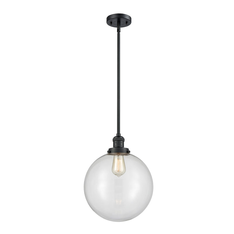 Beacon Mini Pendant shown in the Matte Black finish with a Clear shade