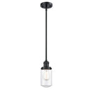 Dover Mini Pendant shown in the Matte Black finish with a Clear shade