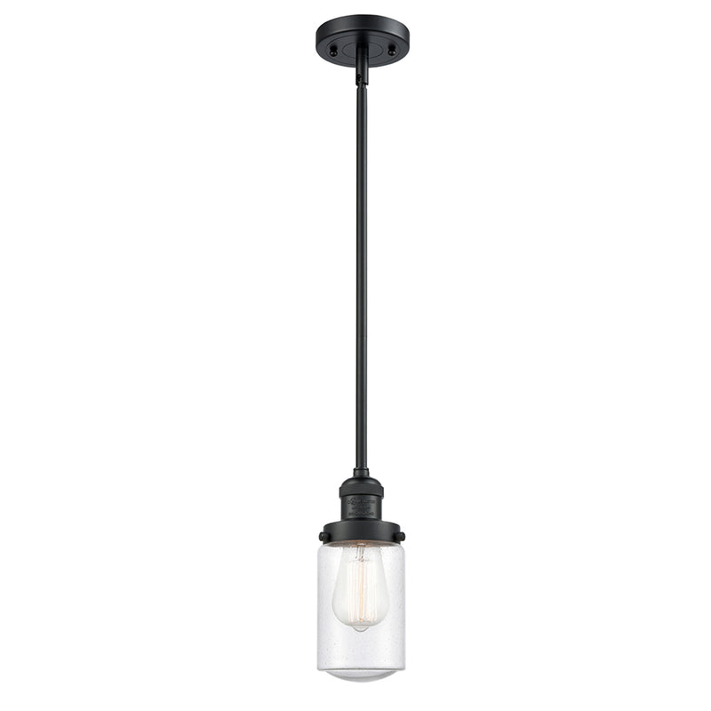 Dover Mini Pendant shown in the Matte Black finish with a Seedy shade