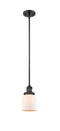 Innovations Lighting Small Bell 1-100 watt 5 inch Black Mini Pendant with Matte White Cased glass and Solid Brass Hang Straight Swivel 201SBKG51