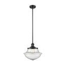 Oxford Mini Pendant shown in the Matte Black finish with a Seedy shade