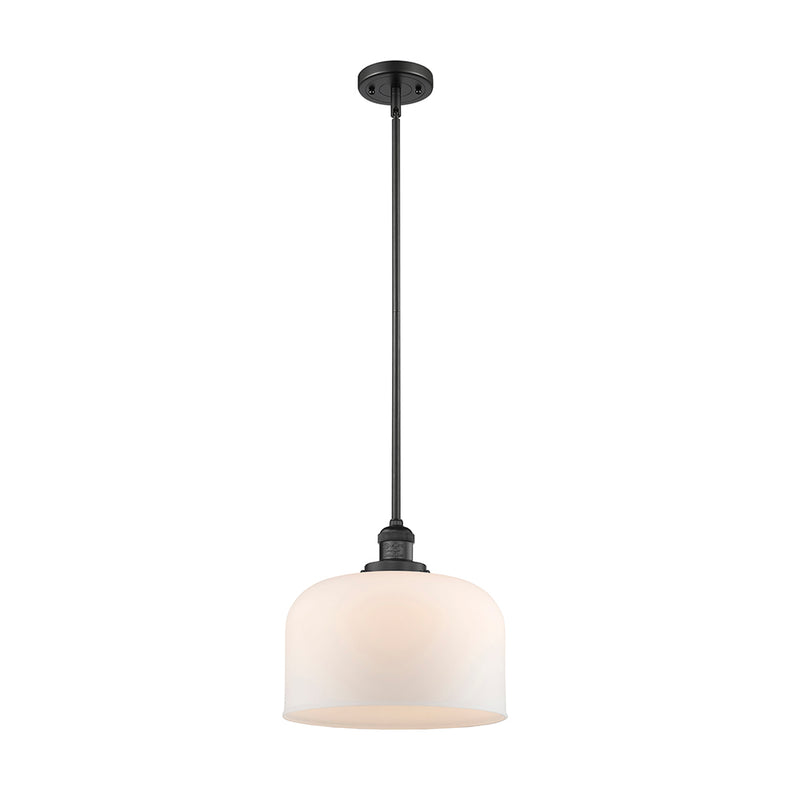 Bell Mini Pendant shown in the Matte Black finish with a Matte White shade