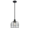 Bell Cage Mini Pendant shown in the Matte Black finish with a Clear shade