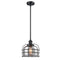 Bell Cage Mini Pendant shown in the Matte Black finish with a Plated Smoke shade