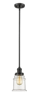 Innovations Lighting Canton 1-100 watt 6.5 inch Oil Rubbed Bronze Mini Pendant with Clear glass and Solid Brass Hang Straight Swivel 201SOBG182