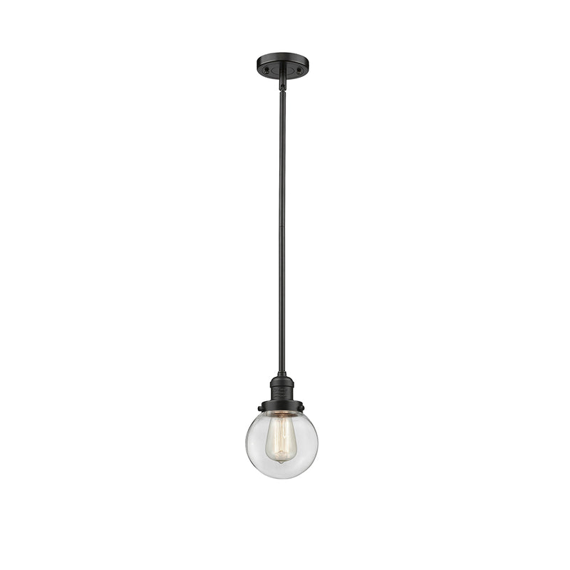 Beacon Mini Pendant shown in the Oil Rubbed Bronze finish with a Clear shade