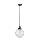 Beacon Mini Pendant shown in the Oil Rubbed Bronze finish with a Seedy shade
