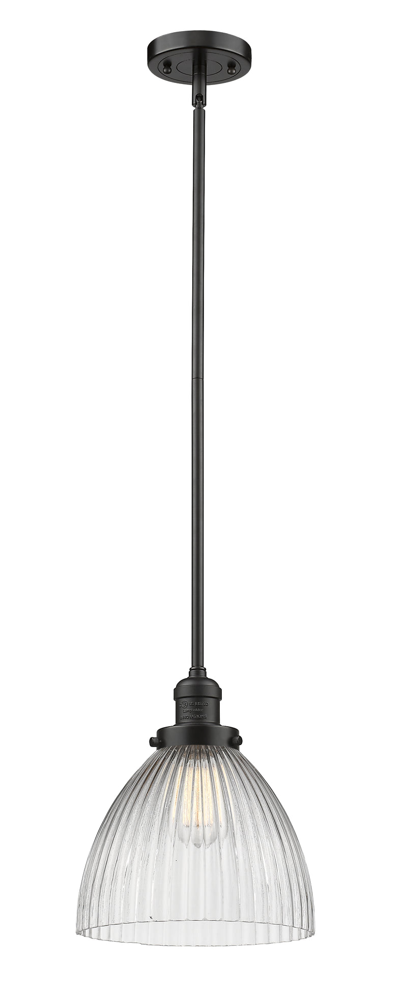 Innovations Lighting Seneca Falls 1-100 watt 10 inch Oil Rubbed Bronze Pendant with Halophane glass and Solid Brass Hang Straight Swivel 201SOBG222