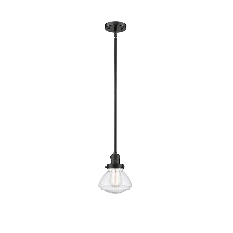 Olean Mini Pendant shown in the Oil Rubbed Bronze finish with a Seedy shade