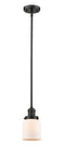 Innovations Lighting Small Bell 1-100 watt 5 inch Oil Rubbed Bronze Mini Pendant with Matte White Cased glass and Solid Brass Hang Straight Swivel 201SOBG51