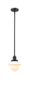 Innovations Lighting Small Oxford 1-100 watt 8 inch Oil Rubbed Bronze Mini Pendant with Matte White Cased glass and Solid Brass Hang Straight Swivel 201SOBG531