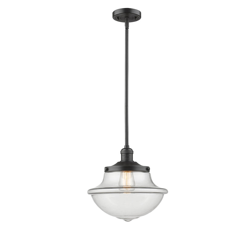 Oxford Mini Pendant shown in the Oil Rubbed Bronze finish with a Clear shade