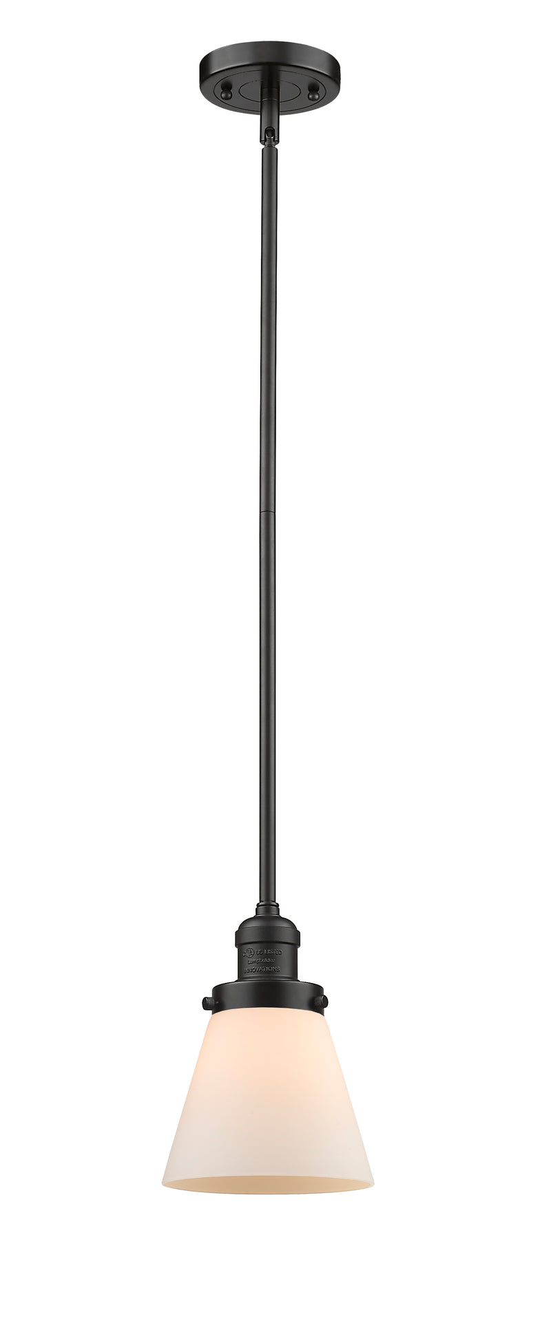 Innovations Lighting Small Cone 1-100 watt 6 inch Oil Rubbed Bronze Mini Pendant with Matte White Cased glass and Solid Brass Hang Straight Swivel 201SOBG61