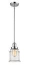 Innovations Lighting Canton 1-100 watt 6.5 inch Polished Chrome Mini Pendant with Seedy glass and Solid Brass Hang Straight Swivel 201SPCG184