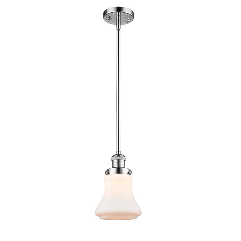 Bellmont Mini Pendant shown in the Polished Chrome finish with a Matte White shade