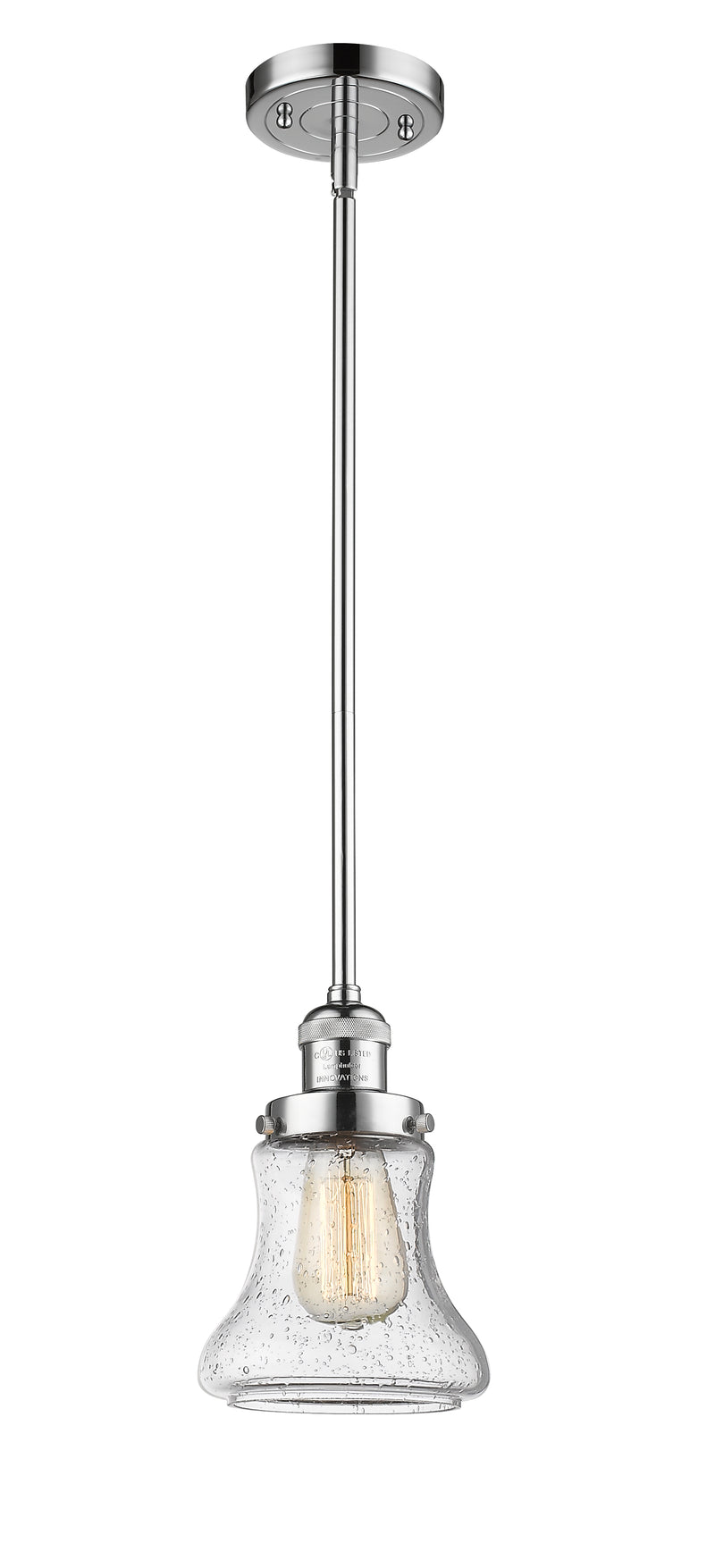 Innovations Lighting Bellmont 1-100 watt 6.5 inch Polished Chrome Mini Pendant with Seedy glass and Solid Brass Hang Straight Swivel 201SPCG194