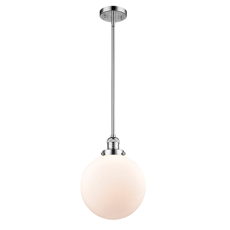 Beacon Mini Pendant shown in the Polished Chrome finish with a Matte White shade