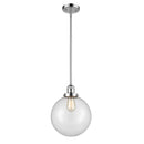 Beacon Mini Pendant shown in the Polished Chrome finish with a Clear shade