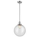 Beacon Mini Pendant shown in the Polished Chrome finish with a Seedy shade