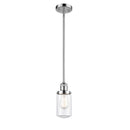 Dover Mini Pendant shown in the Polished Chrome finish with a Clear shade