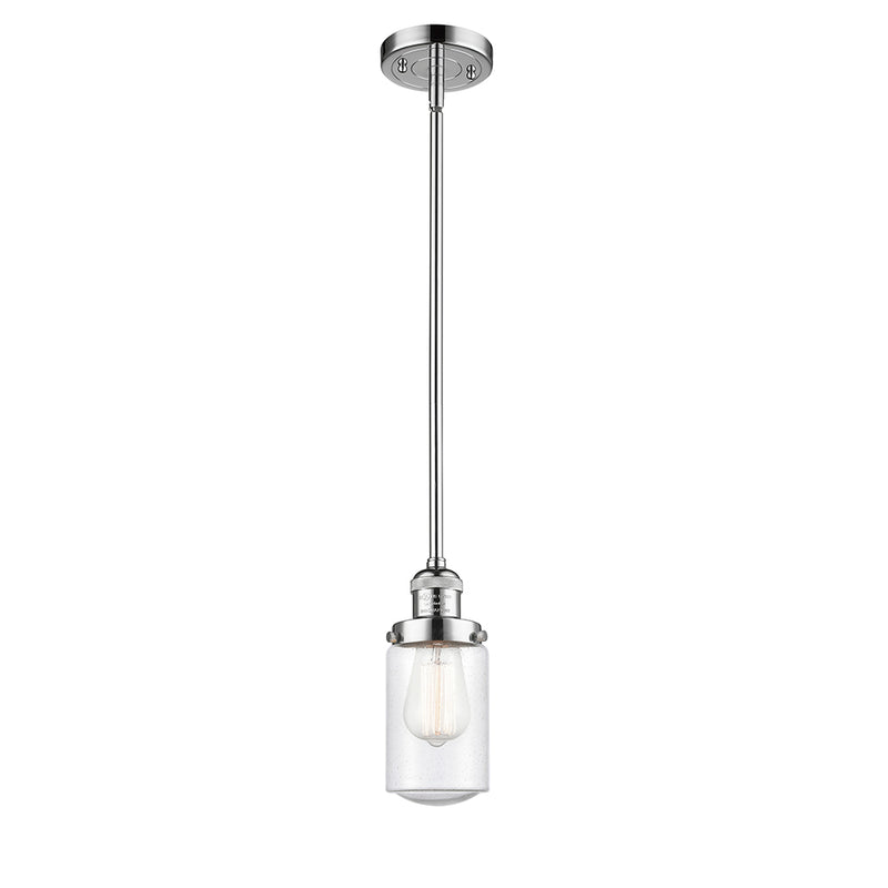 Dover Mini Pendant shown in the Polished Chrome finish with a Seedy shade