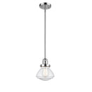 Olean Mini Pendant shown in the Polished Chrome finish with a Seedy shade