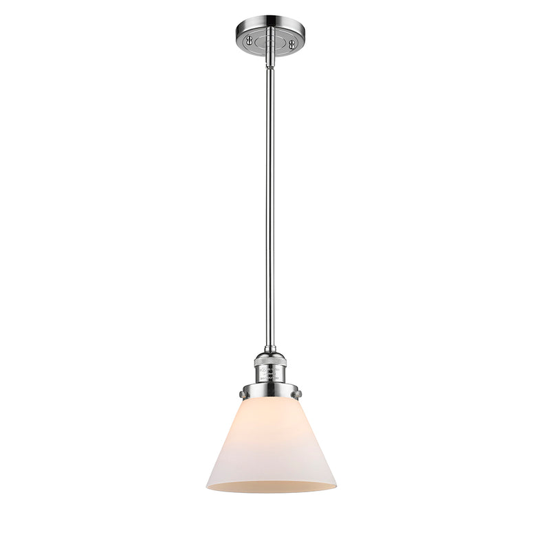 Cone Mini Pendant shown in the Polished Chrome finish with a Matte White shade