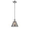 Cone Mini Pendant shown in the Polished Chrome finish with a Plated Smoke shade