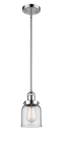 Innovations Lighting Small Bell 1-100 watt 5 inch Polished Chrome Mini Pendant with Clear glass and Solid Brass Hang Straight Swivel 201SPCG52