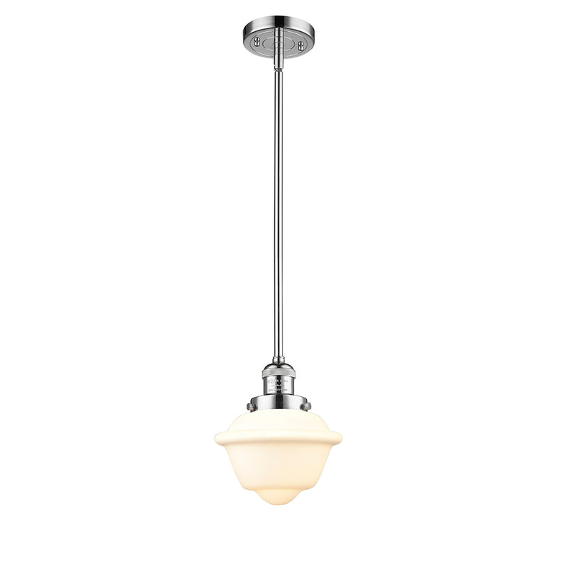 Oxford Mini Pendant shown in the Polished Chrome finish with a Matte White shade