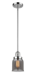 Innovations Lighting Small Bell 1-100 watt 5 inch Polished Chrome Mini Pendant with Smoked glass and Solid Brass Hang Straight Swivel 201SPCG53