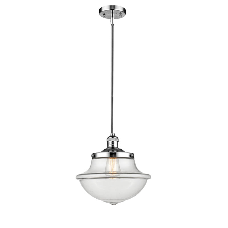 Oxford Mini Pendant shown in the Polished Chrome finish with a Clear shade