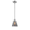 Cone Mini Pendant shown in the Polished Chrome finish with a Plated Smoke shade