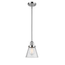 Cone Mini Pendant shown in the Polished Chrome finish with a Seedy shade