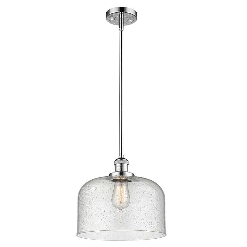 Bell Mini Pendant shown in the Polished Chrome finish with a Seedy shade