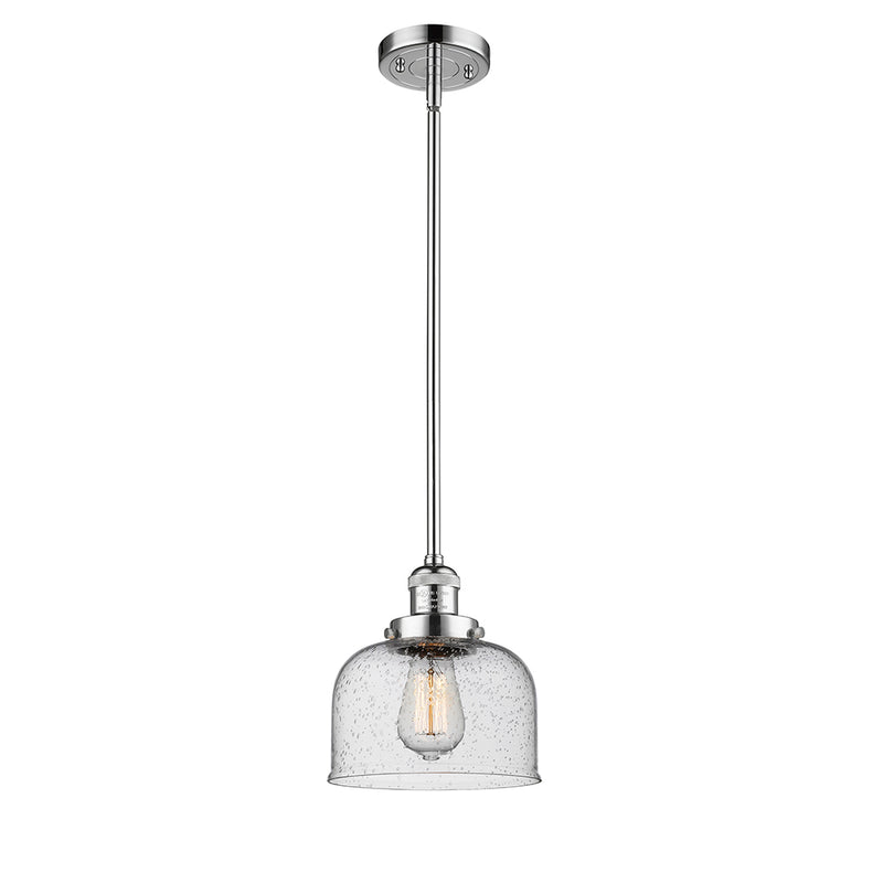 Bell Mini Pendant shown in the Polished Chrome finish with a Seedy shade