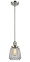 Innovations Lighting Chatham 1-100 watt 6 inch Polished Nickel Mini Pendant with Clear Fluted glass and Solid Brass Hang Straight Swivel 201SPNG142