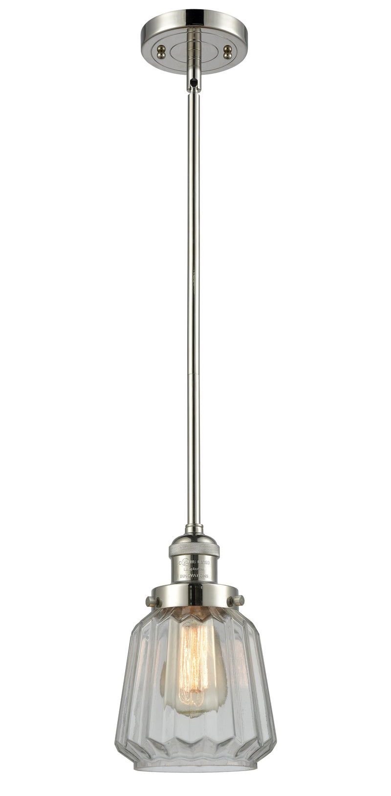 Innovations Lighting Chatham 1-100 watt 6 inch Polished Nickel Mini Pendant with Clear Fluted glass and Solid Brass Hang Straight Swivel 201SPNG142