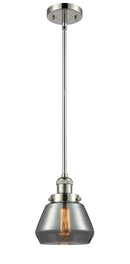 Innovations Lighting Fulton 1-100 watt 7 inch Polished Nickel Mini Pendant with Smoked glass and Solid Brass Hang Straight Swivel 201SPNG173