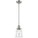 Canton Mini Pendant shown in the Polished Nickel finish with a Clear shade