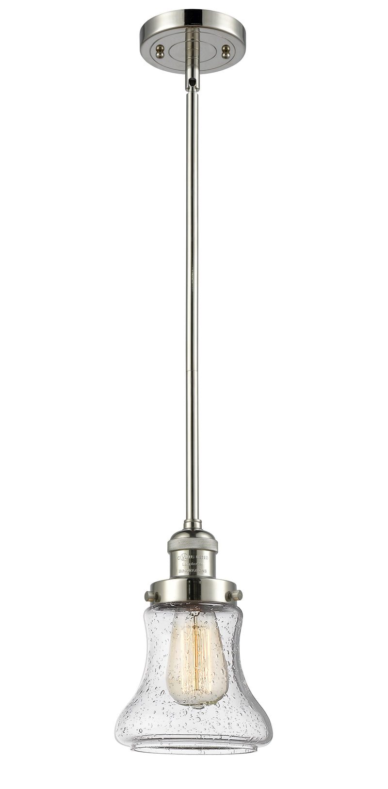 Innovations Lighting Bellmont 1-100 watt 6.5 inch Polished Nickel Mini Pendant with Seedy glass and Solid Brass Hang Straight Swivel 201SPNG194