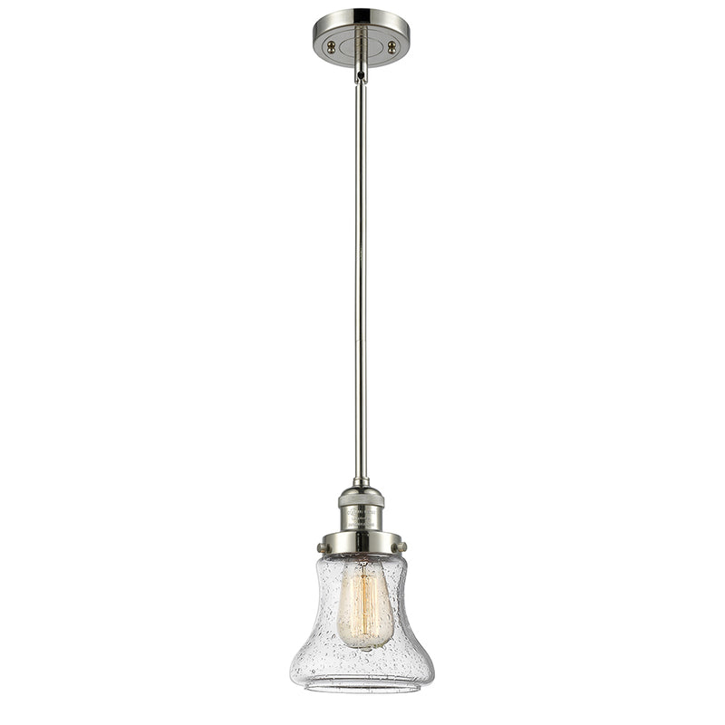 Bellmont Mini Pendant shown in the Polished Nickel finish with a Seedy shade