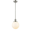 Beacon Mini Pendant shown in the Polished Nickel finish with a Matte White shade