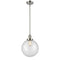 Beacon Mini Pendant shown in the Polished Nickel finish with a Clear shade
