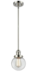 Innovations Lighting Beacon 1-100 watt 6 inch Polished Nickel Mini Pendant with Clear glass and Solid Brass Hang Straight Swivel 201SPNG2026