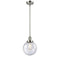 Beacon Mini Pendant shown in the Polished Nickel finish with a Seedy shade