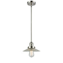 Halophane Mini Pendant shown in the Polished Nickel finish with a Clear Halophane shade