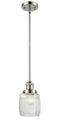 Innovations Lighting Colton 1-100 watt 8 inch Polished Nickel Mini Pendant with Thick Clear Halophane glass and Solid Brass Hang Straight Swivel 201SPNG302
